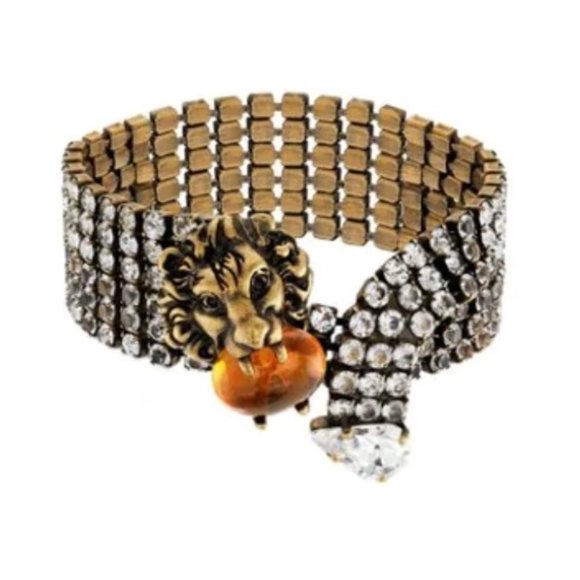 RARE Gucci Crystal Lion Head Bracelet NEW IN BOX - Picture 1 of 5